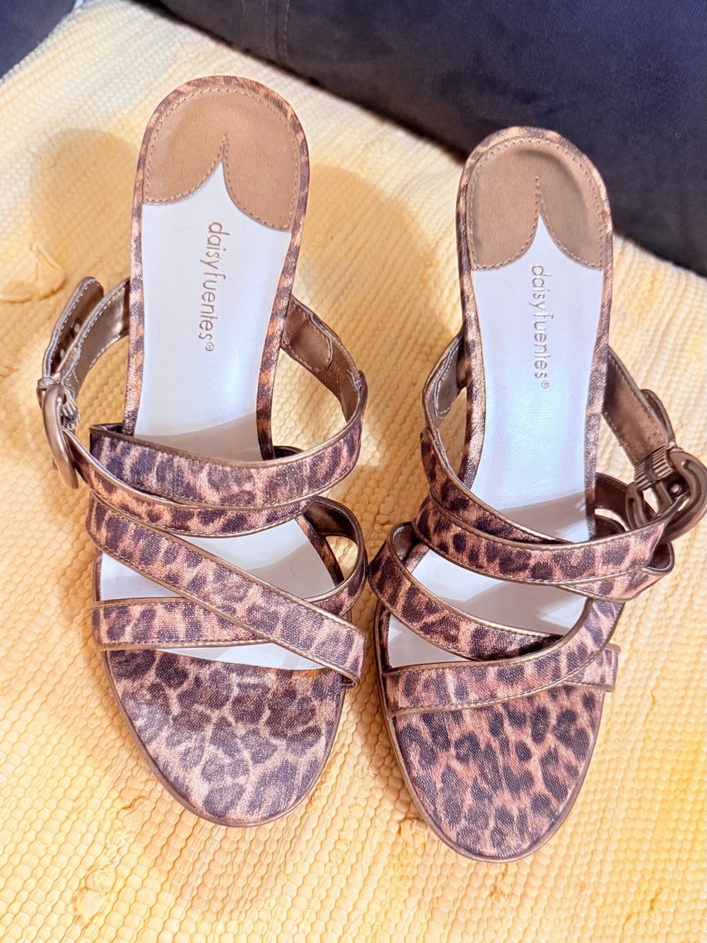 daisy fuentes Leopard Print Strappy Slide Sandals - Brown